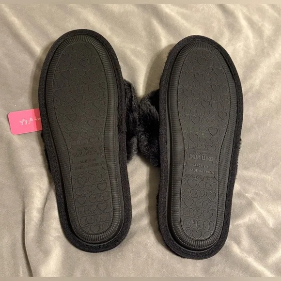 Muk Luks Women's Plush Maren Black Slippers Large size 9-10 NWT memory foam New - Picture 5 of 8